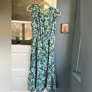 Loft Small fully lined blue dress. Viscose. Lining is polyester.